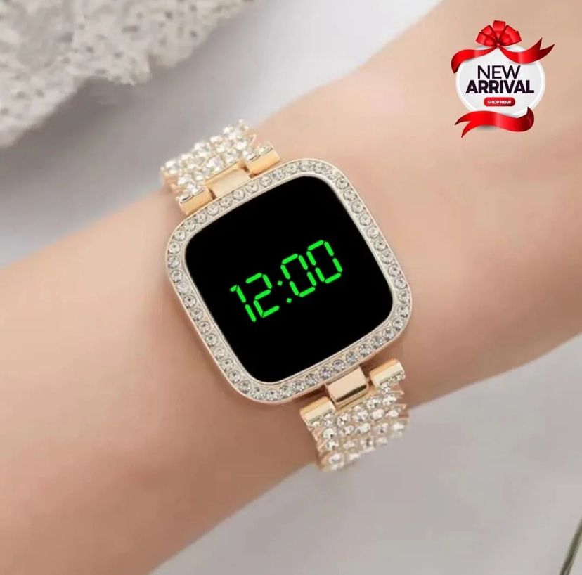 LED Touch Screen Fashionable Diamond Card Ladies Wrist Watch For Women